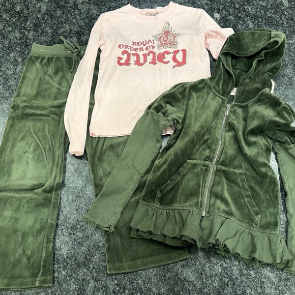 Girls Juicy Couture 3 Piece Matching Set Jacket Pants Tshirt